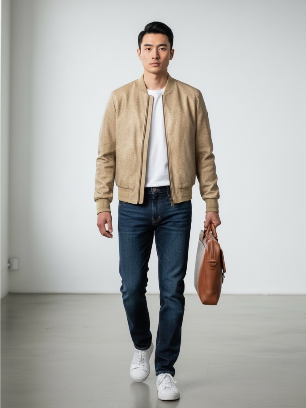 Guess Men’s Faux Leather Bomber Size S
